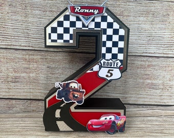 cars birthday, disney cars 3d number,disney cars birthday decoration, center table, lightning mcqueen