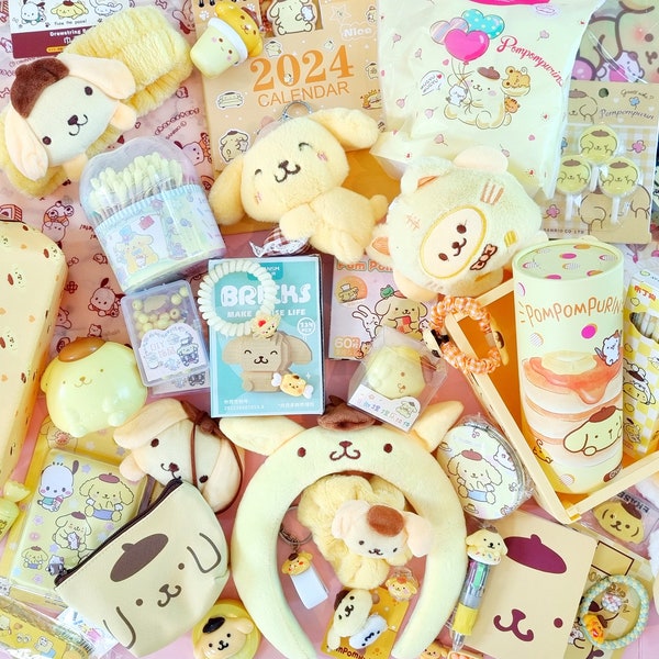 Boîte mystère Sanrio Pom Pom Purin, boîte à papeterie mystère kawaii, papeterie kawaii | Kawaii mignon | Sac surprise | Boîte surprise | Cadeau d'anniversaire