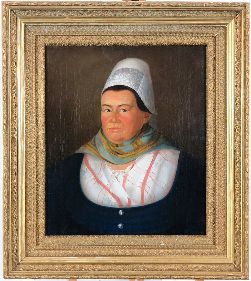 Antique Oil on Canvas Portrait Canadian c.1850 Attributed to Cornelius Krieghoff (1815-1872)