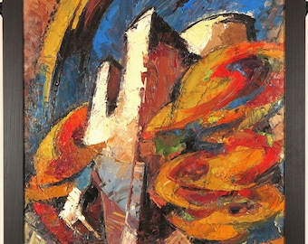 Frederic Steiger (1899-1990) Czech-Canadian Oil/Board Expressionist Semi-Abstract Double-Sided