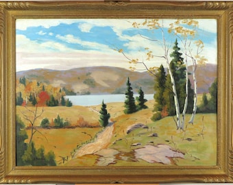 Sydney Berne (1921-2013) Canadian Vintage Oil/Board Quebec Laurentians Landscape
