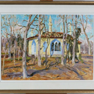 Nikolai Bortnikov (1916-1997) Oekraïense Sovjet Russische Krim Landschap Olie op Kaart