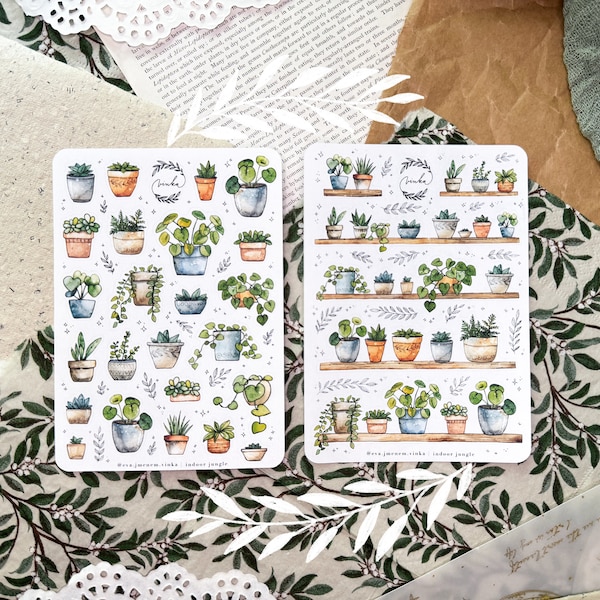Indoor Jungle Sticker Blatt | Planen Sticker, Journal Sticker