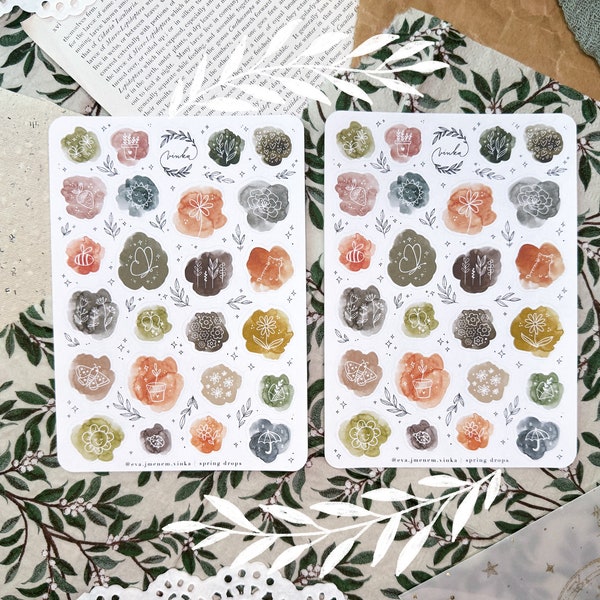 Spring Drops – Sticker Sheet | Planning Stickers, Journal Stickers
