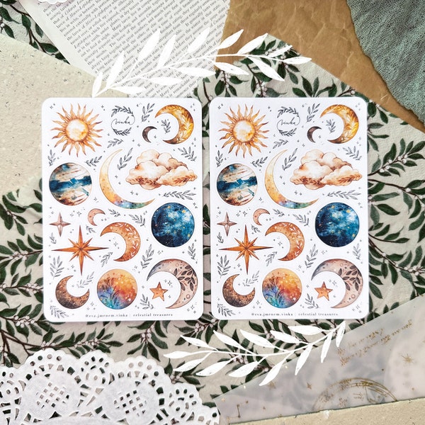 Celestial Treasures – Sticker Sheet | Planning Stickers, Journal Stickers