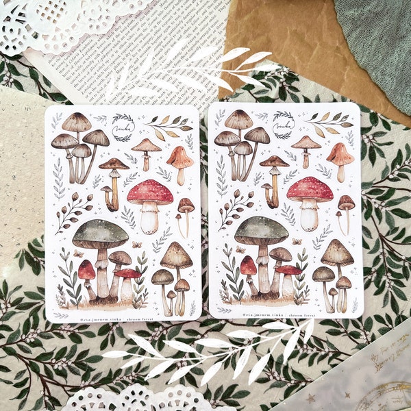 Shroom Forest – Foglio di adesivi/adesivi di pianificazione, adesivi di diario