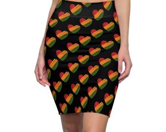 Women's African Heart Pencil Skirt