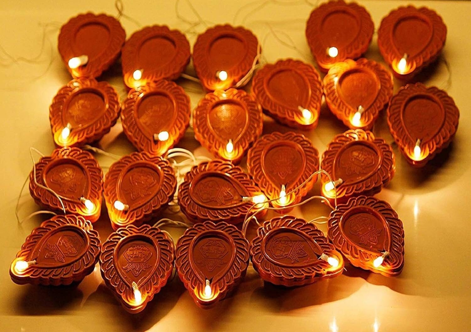 Diwali Diya String Light 20 Plastic Diya 10 Meter LED Deepak Fairy