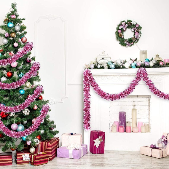 Shiny Pink Tinsel Garland 5 FT Length 3 Width Christmas - Etsy