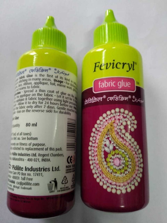 Pack of 2 Fabric Glue Fevicryl 80ml, Rhinestones Glue, Glue for Non-hotfix  Rhinestones, Rhinestones Supplies, Art Supplies, Jewelry Making 