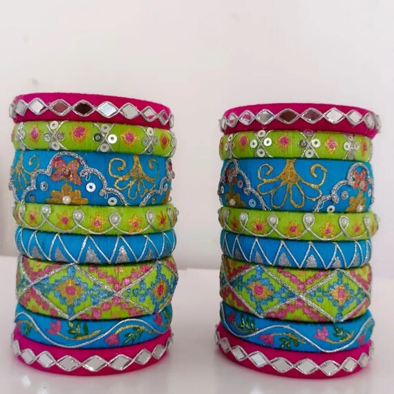 Silk thread mirror best sale bangles