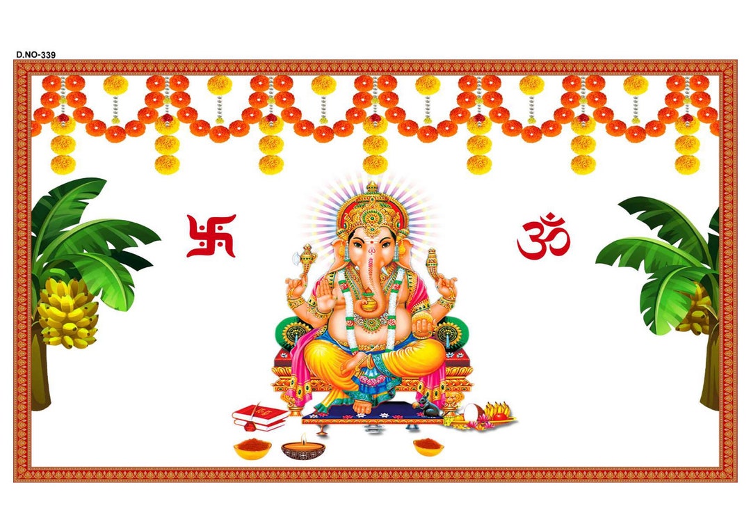 Ganesha Backdrop Decor Ganesh Backdrop 5x8 Ganesh Backdrop Etsy