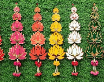 Diwali Decoration, Lotus Back Drop Hanging Entrance Side Door Hangings for Diwali Decor, Door Decoration Handmade wall Decor, Ganesh Decor