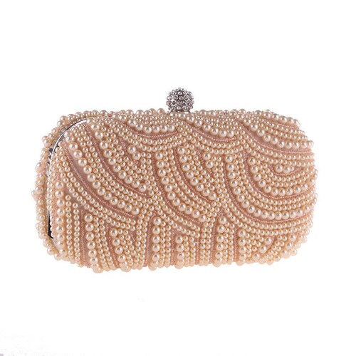 13-Huffmanx Lady handmade Pearl Beaded Dinner Party Handbag wedding Clutch Women Pearl Evening Bags store Bridal Purse Bags