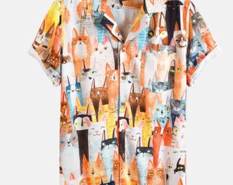 Cat Hawaiian Shirt - Etsy UK