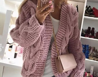 Women Cardigans Sweater Casual Autumn Winter Solid Color Braid Knitted Sweater Jacket Cardigan Knit Cardigan Femme Warm Clothes