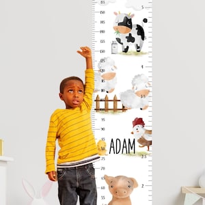 Farm Animals Customised Height Chart, Nursery Decor, 1st Birthday Gift, Toddler Room, Farm Personalised Growth Chart