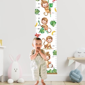 Customised Monkey Height Chart, Nursery Decor, 1st Birthday Gift, Toddler Room, Cheeky Monkey Personalised Growth Chart
