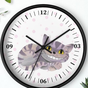 Alice In Wonderland Wall Clock, Cat Nursery Set, Toodler Room Decor, AW2022 Toddler Room Set