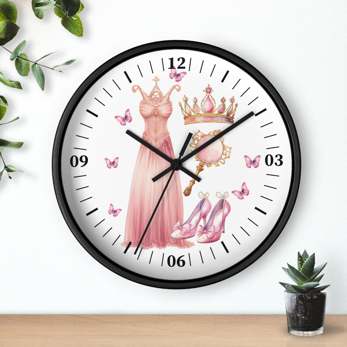 Time Clock Princess Pink Princess Wall Clock, Fairy Tale Wall Decoration, Pink Shoes Clock ...