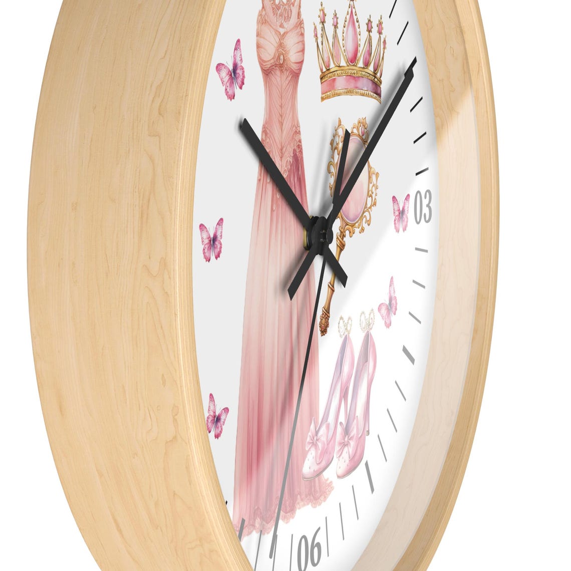 Time Clock Princess Pink Princess Wall Clock, Fairy Tale Wall Decoration, Pink Shoes Clock ...