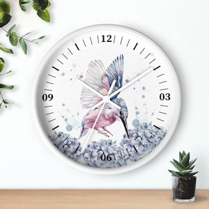 Humming Bird Wall Clock, Dusty Blue Wall Decoration, Home Decor, Nature Birds Set