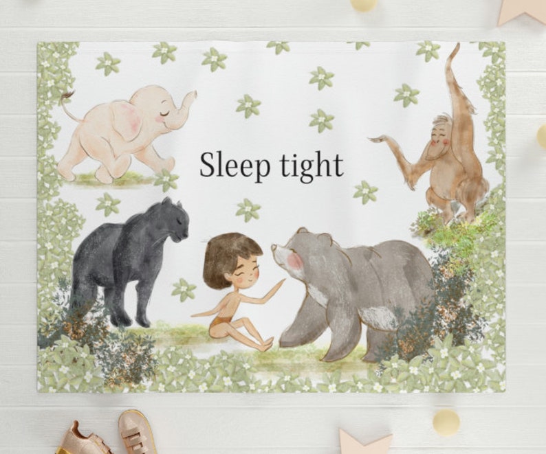 Jungle Book Baby Blanket, New Born Baby Gift, Baby Shower Gift, Neutral