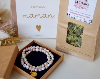 Coffret cadeau "Allaitement serein" - Bracelet allaitement, illustration et tisane d'allaitement