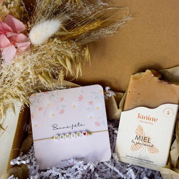 Coffret cadeau "Bonne fête Mamie" (savon Miel)