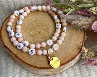 Quartz pearl breastfeeding bracelet / Breastfeeding reminder bracelet / Baby bottle / Future mother gift, birth, maternity / Stillarmband