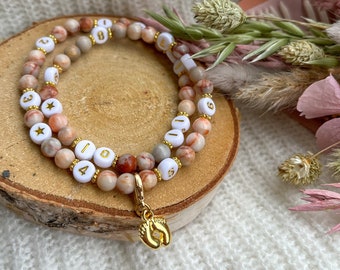 Quartz pearl breastfeeding bracelet / Breastfeeding reminder bracelet / Baby bottle / Future mother gift, birth, maternity / Stillarmband