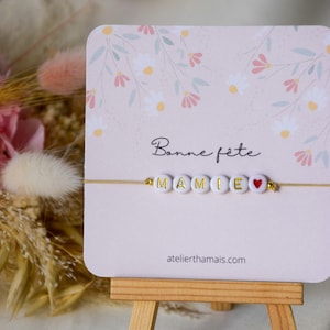 Bracelet sur carte "Bonne fête Mamie" / Cadeau fête des grands-mères / Bracelet mamie