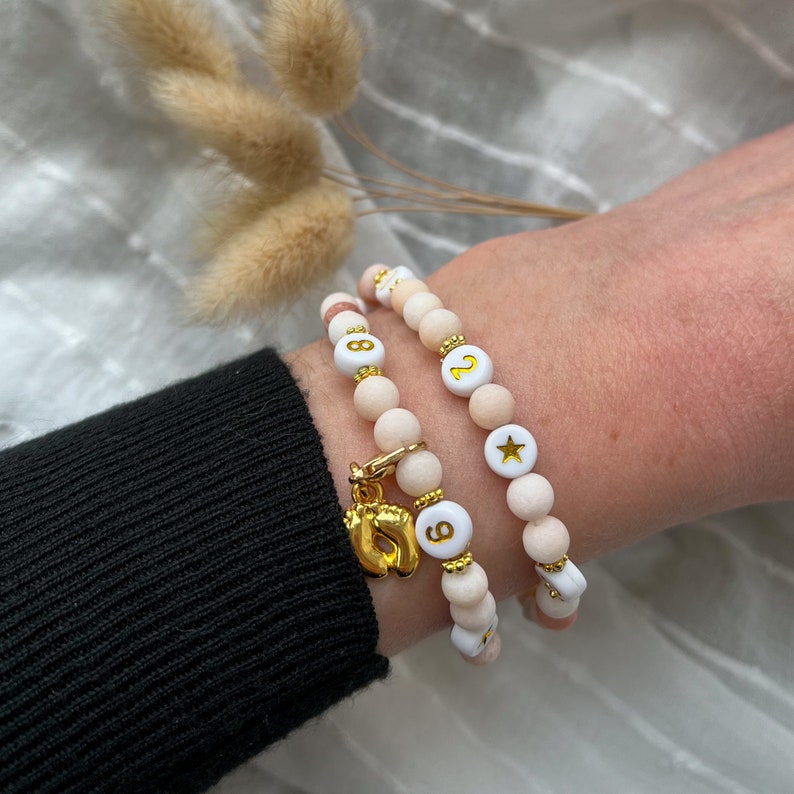 Quartz kraal borstvoeding armband/borstvoeding herinnering armband/babyfles/toekomstige moeder cadeau, geboorte, moederschap/stillarmband afbeelding 3