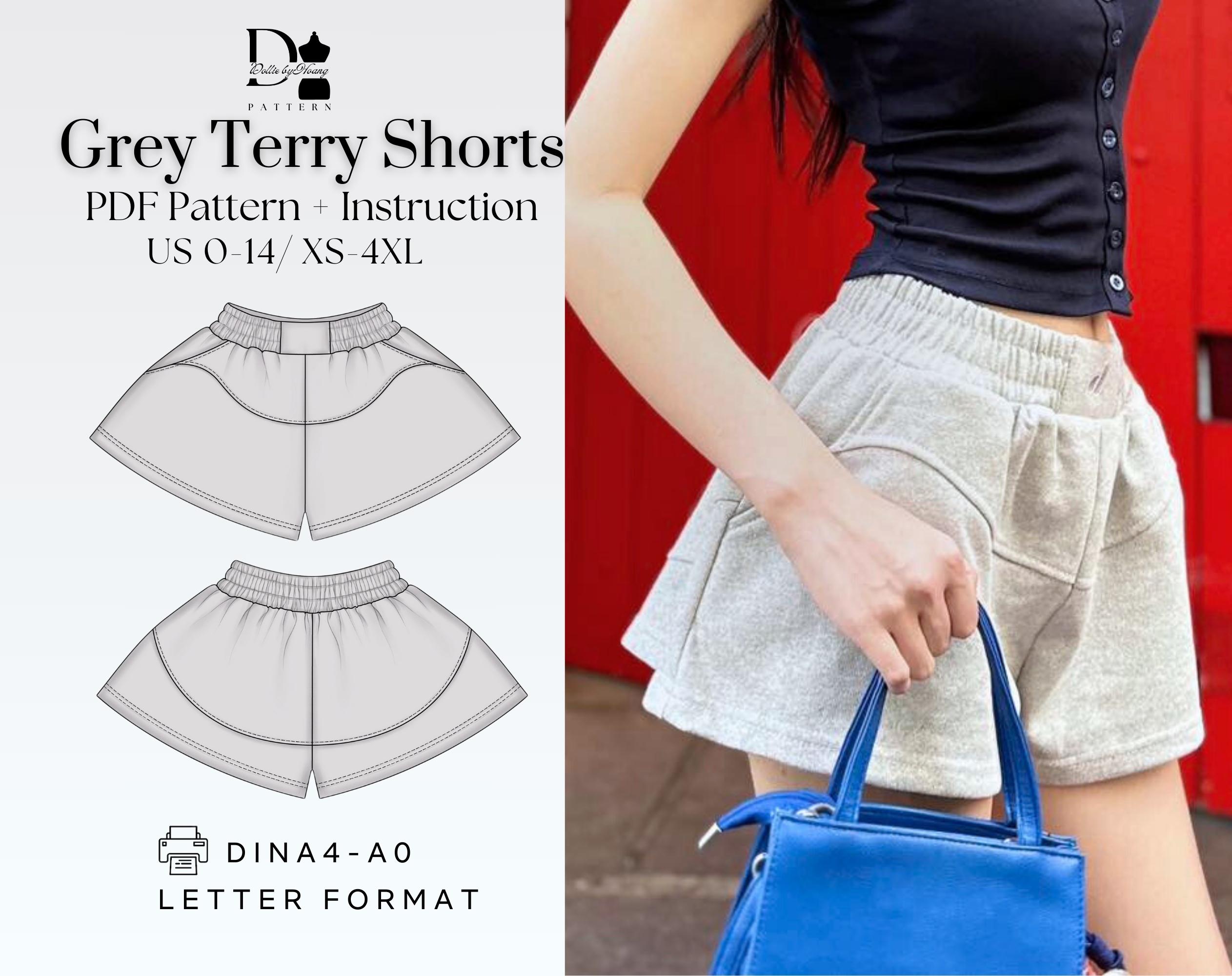 Grey Terry Shorts – Digital PDF Sewing Pattern (XS-4XL) is a choice for comfort, vacation vibes, or everyday ease