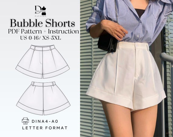 High Waisted Shorts Sewing Pattern Free Bubble Shorts PDF