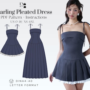 Darling Pleated Dress PDF | Sewing Pattern | Digital Download A4 A0 Letter Sizes XS–6XL