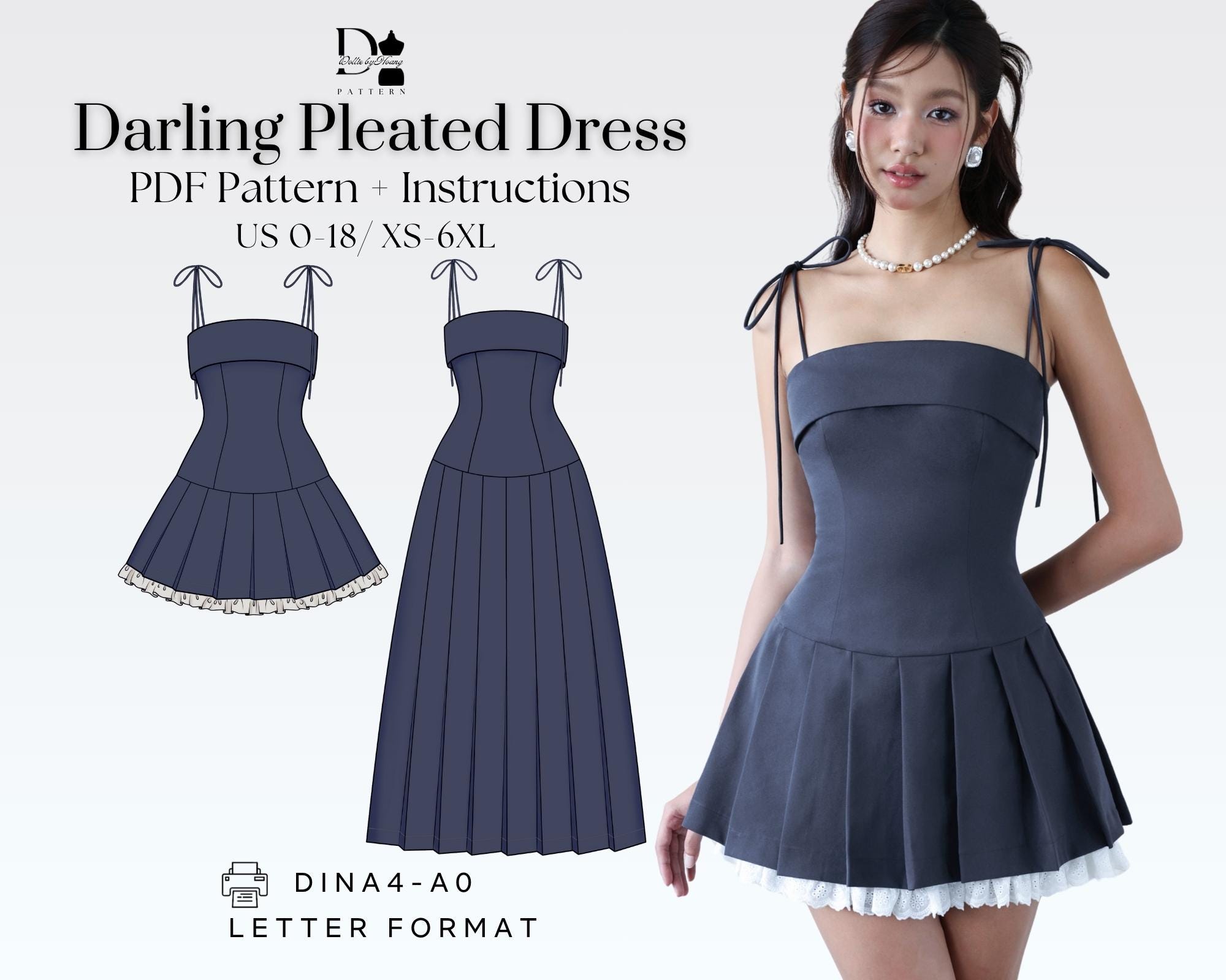 strapless open back dress Box Pleat Dress Pattern- The Assembly Line – Potter & Co Australia main image 0
