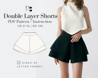 Double-Layer Shorts Pattern  | XS-5XL | PDF Sewing pattern