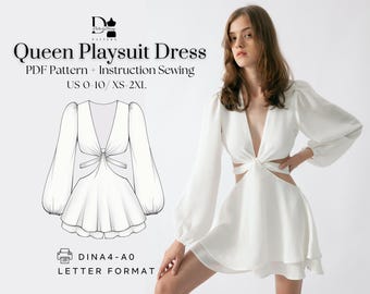 Queen Playsuit Dress | 6 SIZES | PDF Sewing pattern