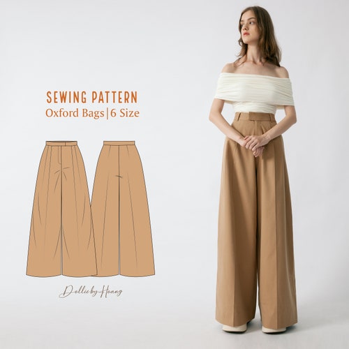 PDF Sewing Pattern of Wide Leg High Waisted Pants Brandy - Etsy