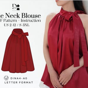 Molde de costura para blusa com decote halter em PDF (tamanhos P a 3GG)