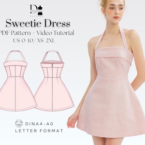Sweetie Dress | PDF Digital Sewing Pattern | 6 Size XS-2XL | Instant Download with 6 Printable Sizes