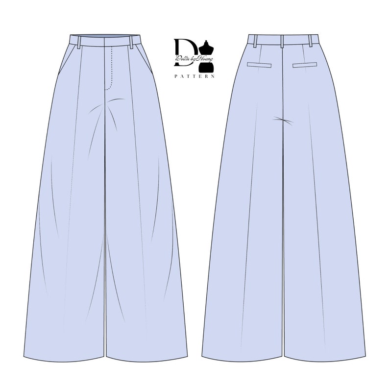 Binky Wide Leg Pleated Pants PDF Sewing Pattern Size Xs4xl Eu 3246 Us