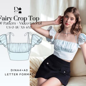 Fairy Crop Top – Flutter Sleeve Pattern | PDF Sewing Pattern XS–6XL