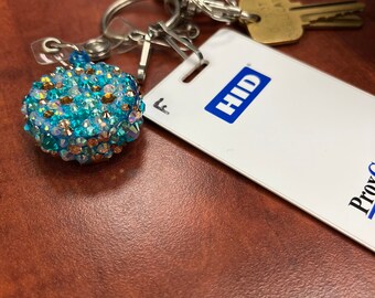 Porta badge con strass fatto a mano / Porta badge personalizzato con brillantini / Porta badge con strass