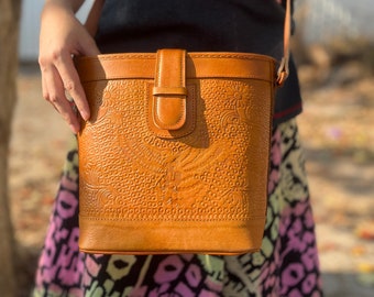 Leather Crossbody Bucket Bag, Genuine Leather Bag For Women, Leather Shoulder Bag, Bucket Bag Leather, Medium size