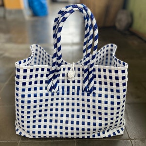 Große Tragetasche, Frauen Markt Taschen groß, Frauen Plastiktasche, gewebte Kunststoff Tasche, Frauen gewebt Tasche, Frauen Strandtasche, Frau Top Griff