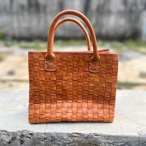 Crossbody Leather Bag, Leather Shoulder, Woven Leather Bag, Leather Purse, Genuine Leather, Top Handle Bag