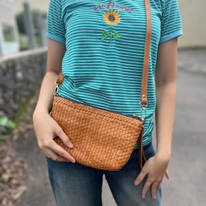 Leather Crossbody Bag, Leather Purse, Small Leather Bag, Leather bag women, Woven Bag, Genuine Leather