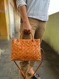 Leather Crossbody Bag Handbag, Woven French Style bag, Sac Leather Hand Bag, Gift for mom, Gift for wife, Soft Genuine Leather product logo